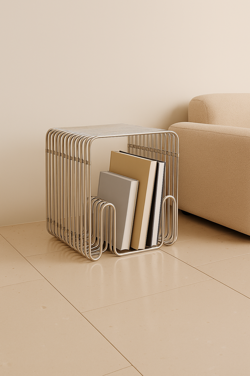 Magazine Rack / Side Table (Stainless Steel)