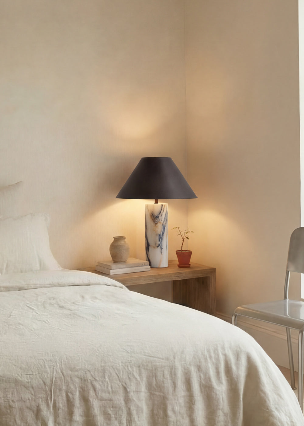 Marble Column Table Lamp