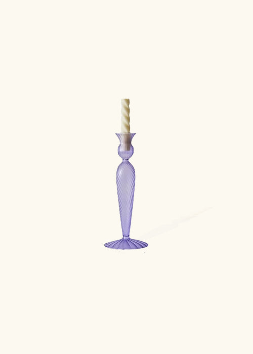 Glass Candlestick Holder, Lilac