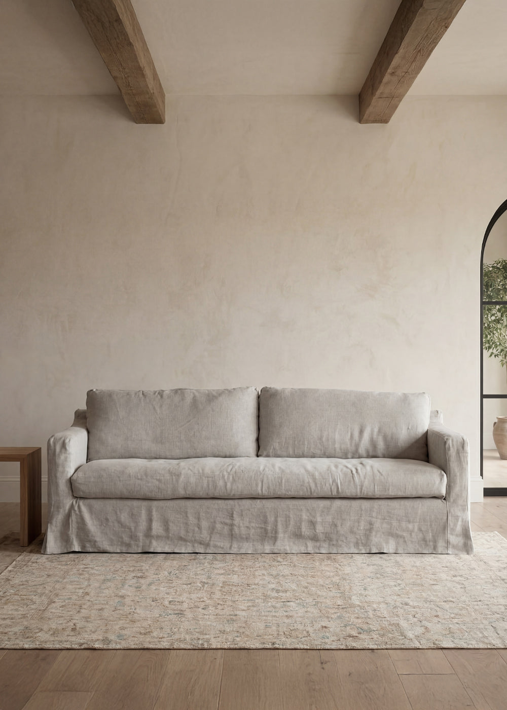Wabi Linen Sofa, Two Seater, Stone