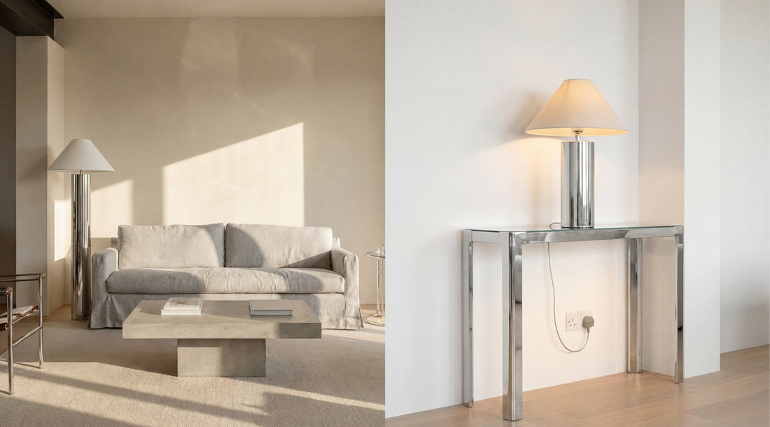 The Chrome Column Lamp Collection: Floor & Table Lighting for the Modern Home
