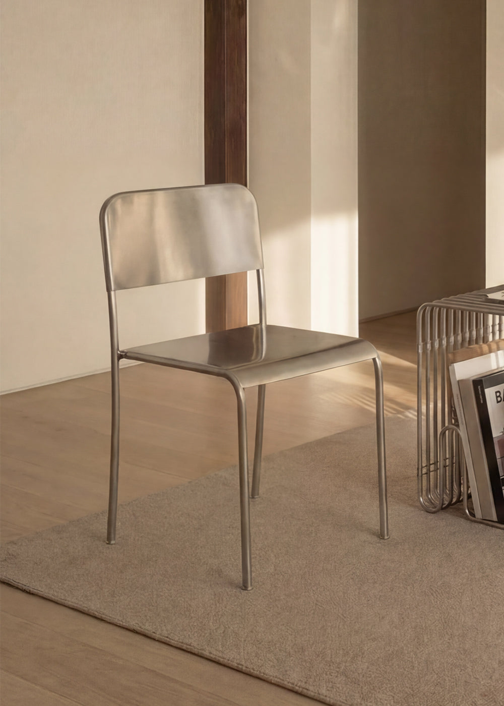 Steel panel dining chair front view