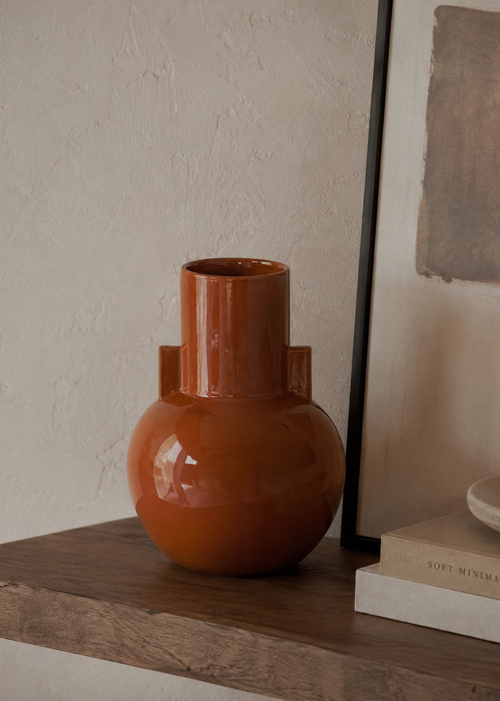 Cognac Step Vase styled on a table