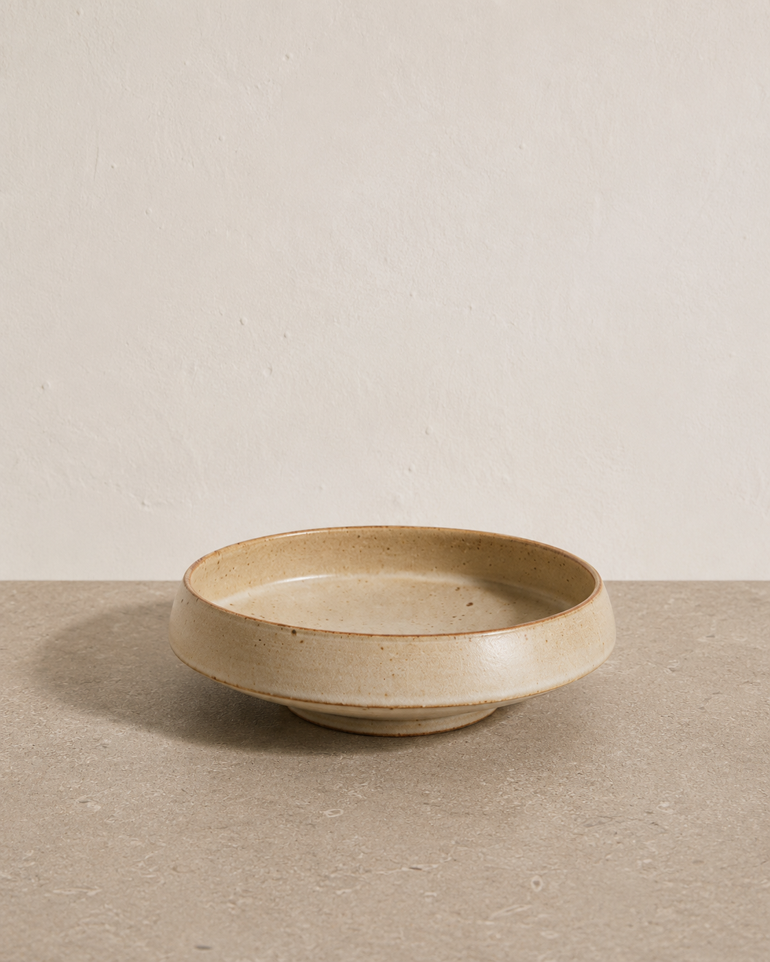 Suna cream stoneware footed dish from above