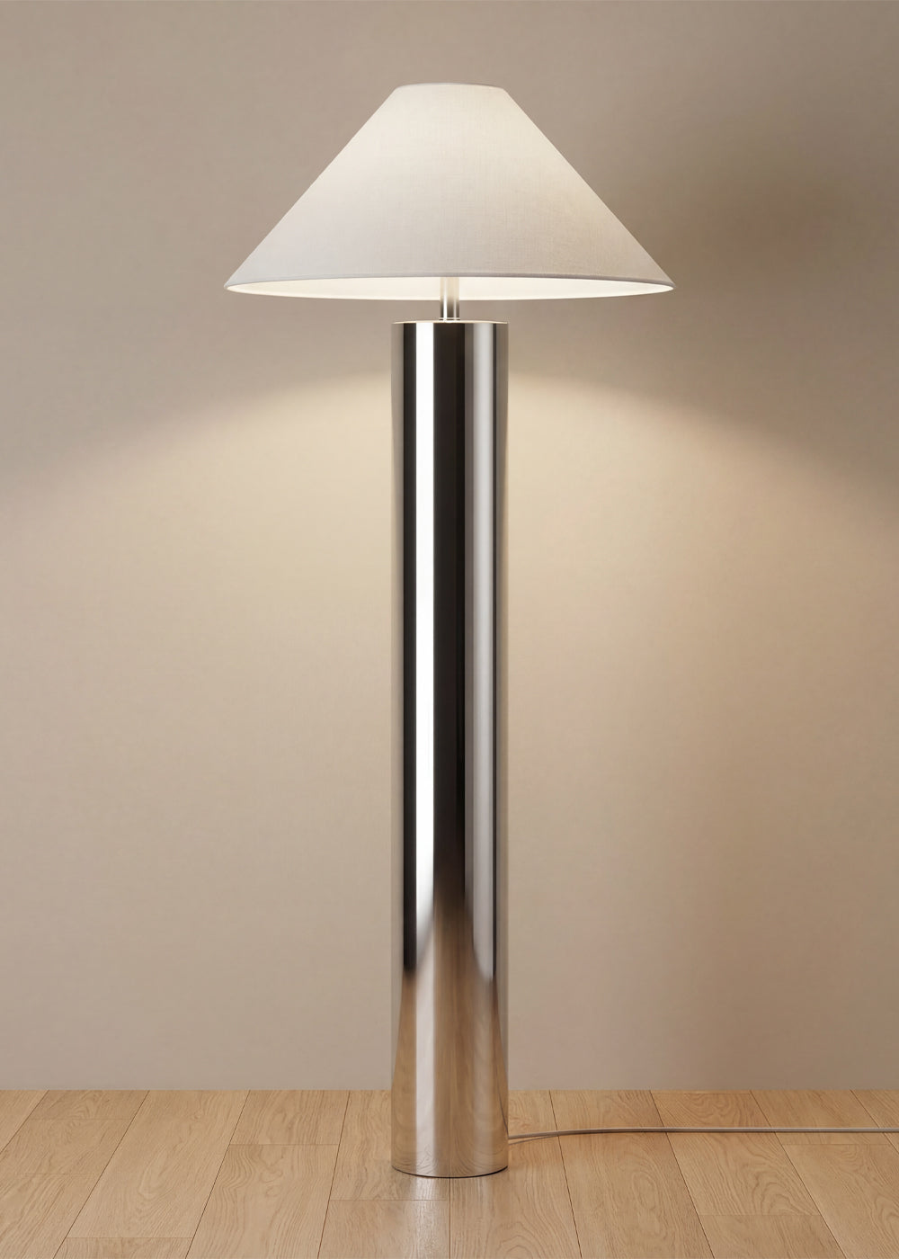 Chrome column floor lamp full view