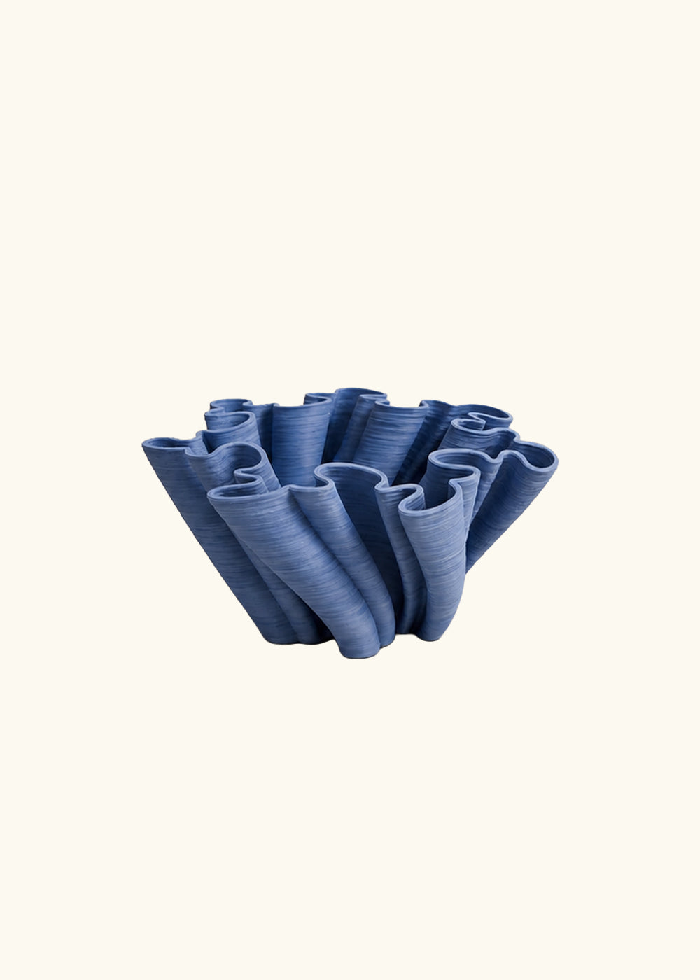 Sora, Pleated Ceramic Vase, Indigo