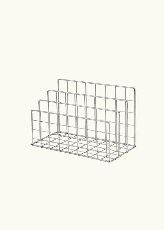 Wire Mesh Magazine Holder, Brushed Steel