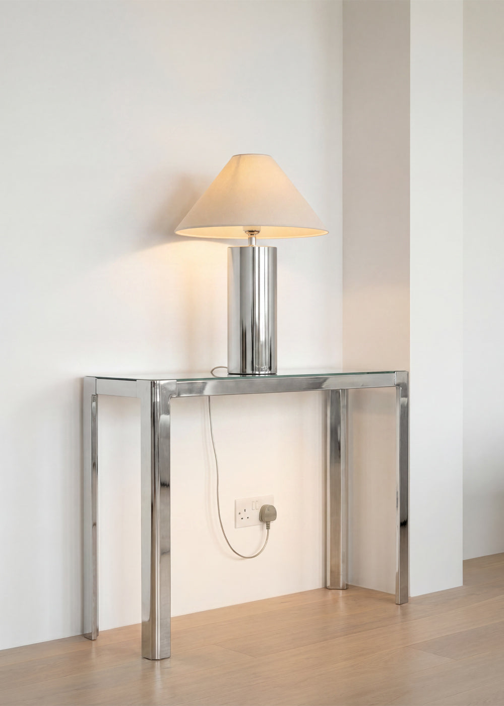 Chrome Column Table Lamp