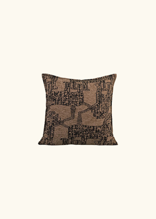 Ichi, Geometric Cushion Cover, Walnut