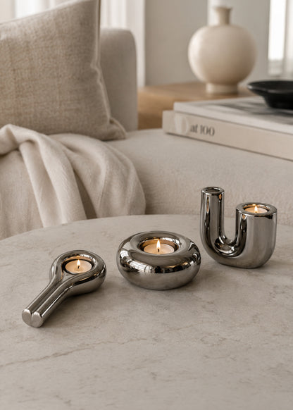 Tsuya, Polished Silver Candle Holder