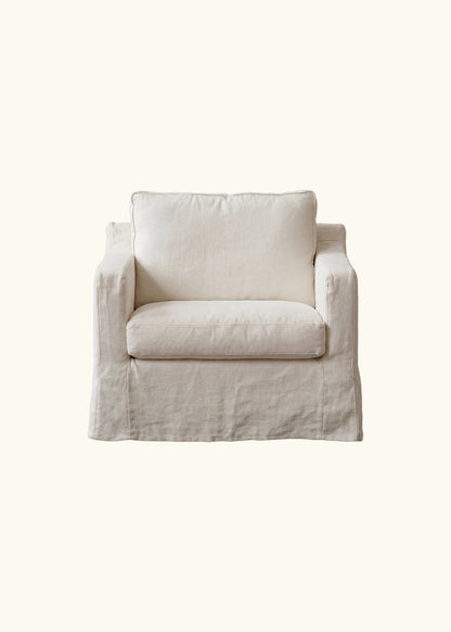 Wabi Linen Sofa, Single, Milk White