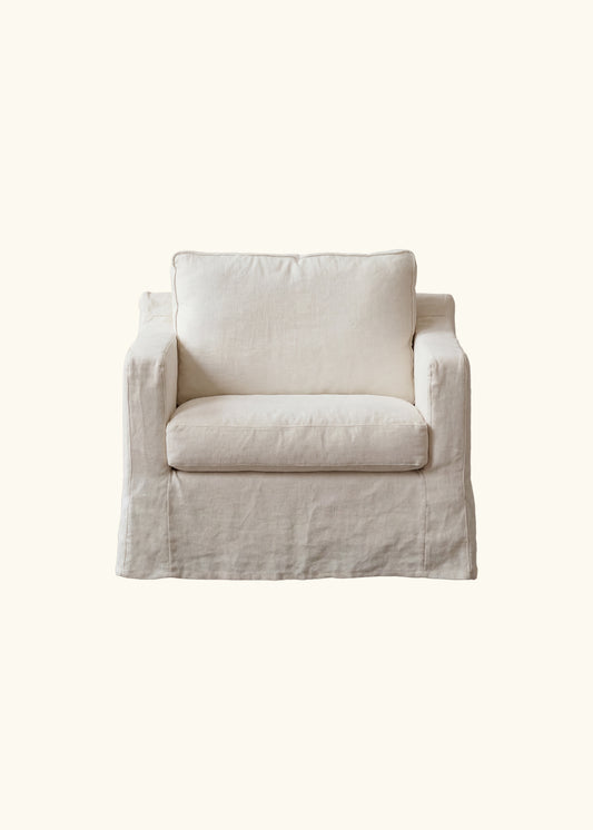 Wabi Linen Sofa, Single, Milk White