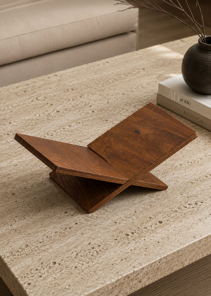 Hon crossed wooden book stand full view