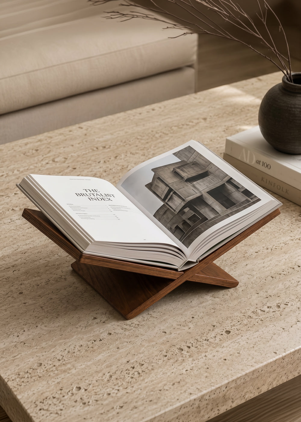 Hon wooden book stand side view