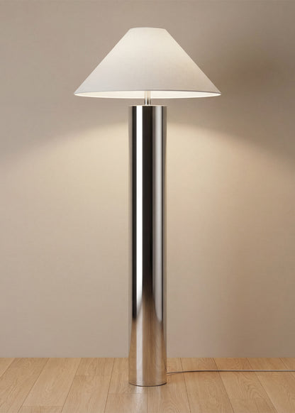 Chrome column floor lamp full view