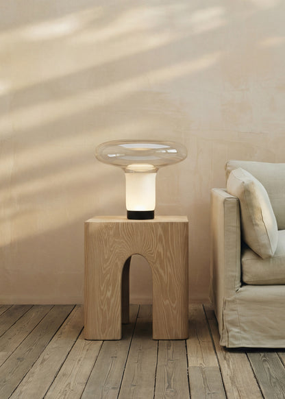 Hikari glass table lamp on a side table