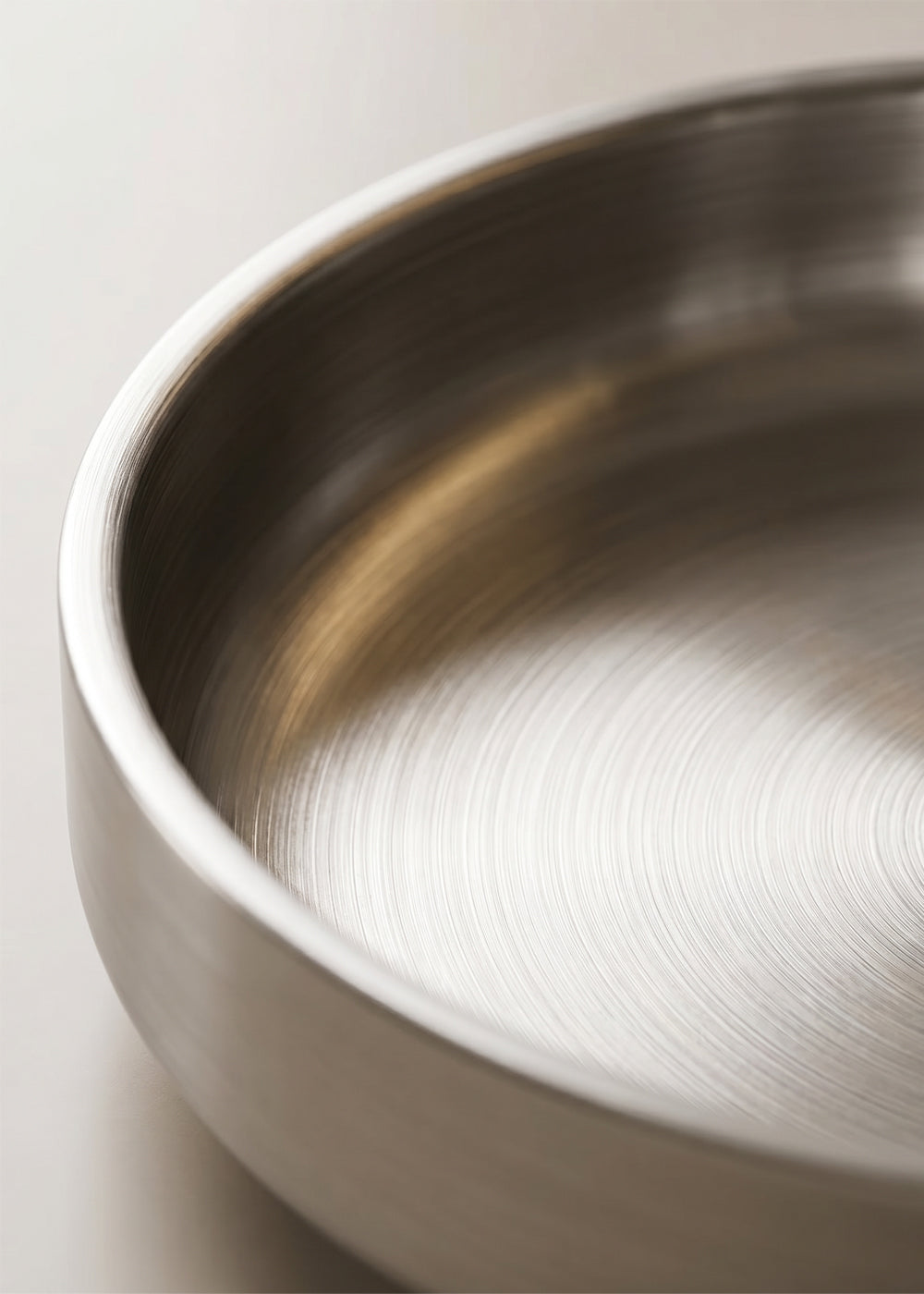 Tetsu steel bowl brushed grain close up