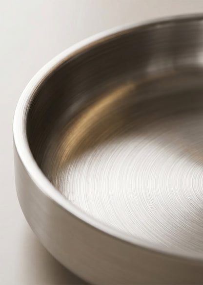 Tetsu steel bowl brushed grain close up
