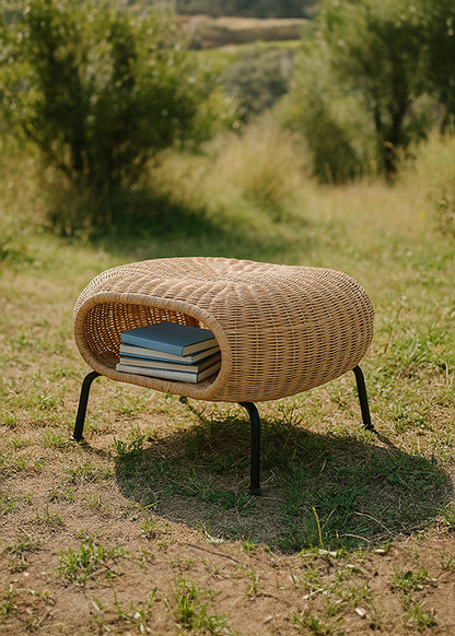 Rattan Footstool, Garden Furniture